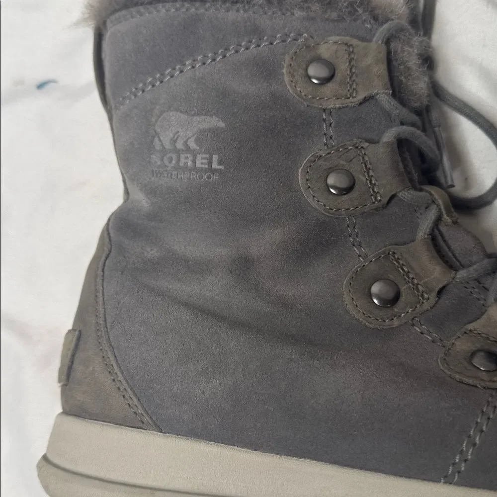 Sorel Women’s Explorer Joan Suede Waterproof Boots In Quarry Grey. Size 10.